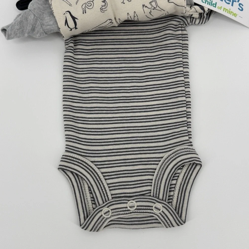Carter's Preemie 0M Bodysuit Onepiece‎ Set 3pc Neutral Animals Giraffe Baby NEW